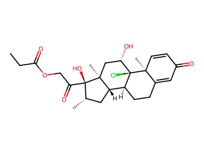 9-Chloro-11,17-dihydroxy-16-methyl-3,20-dioxopregna-1,4-dien-21-yl propanoate structure
