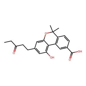 6H-Dibenzo(b,d)pyran-9-carboxylic acid, 1-hydroxy-6,6-dimethyl-3-(3-oxopentyl)- structure
