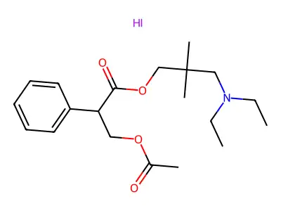 Tropic acid, 3-(diethylamino)-2,2-dimethylpropyl ester, acetate, hydriodide structure