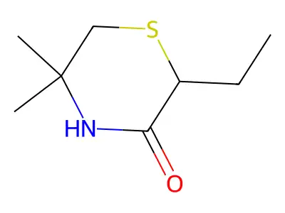 3-Thiomorpholinone, 5,5-dimethyl-2-ethyl- structure