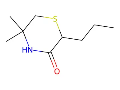 3-Thiomorpholinone, 5,5-dimethyl-2-propyl- structure