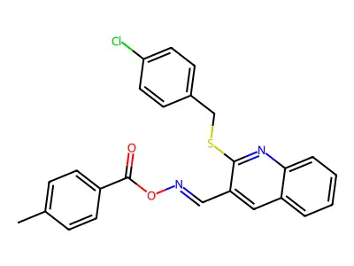 [[2-[(4-chlorophenyl)methylsulfanyl]quinolin-3-yl]methylideneamino] 4-methylbenzoate structure