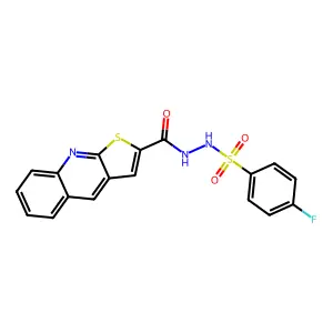 4-fluoro-N'-(thieno[2,3-b]quinolin-2-ylcarbonyl)benzenesulfonohydrazide structure