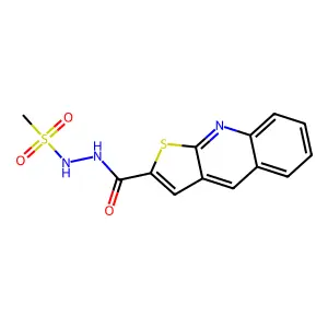 N'-(thieno[2,3-b]quinolin-2-ylcarbonyl)methanesulfonohydrazide structure
