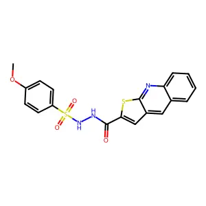 4-methoxy-N'-(thieno[2,3-b]quinolin-2-ylcarbonyl)benzenesulfonohydrazide structure