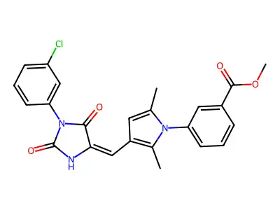 methyl 3-(3-{(E)-[1-(3-chlorophenyl)-2,5-dioxoimidazolidin-4-ylidene]methyl}-2,5-dimethyl-1H-pyrrol-1-yl)benzoate structure