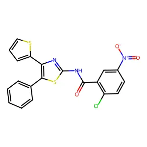 2-chloro-5-nitro-N-(5-phenyl-4-thiophen-2-yl-1,3-thiazol-2-yl)benzamide structure