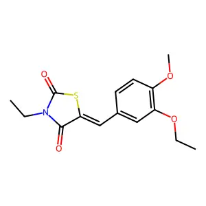 (5E)-5-(3-ethoxy-4-methoxybenzylidene)-3-ethyl-1,3-thiazolidine-2,4-dione structure