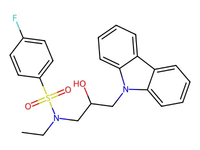 N-[3-(9H-carbazol-9-yl)-2-hydroxypropyl]-N-ethyl-4-fluorobenzenesulfonamide structure
