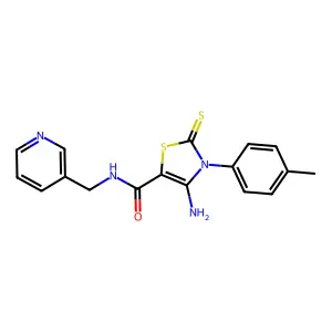 4-amino-3-(4-methylphenyl)-N-(3-pyridinylmethyl)-2-thioxo-2,3-dihydro-1,3-thiazole-5-carboxamide structure
