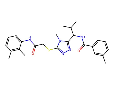 N-[1-[5-[2-(2,3-dimethylanilino)-2-oxoethyl]sulfanyl-4-methyl-1,2,4-triazol-3-yl]-2-methylpropyl]-3-methylbenzamide structure