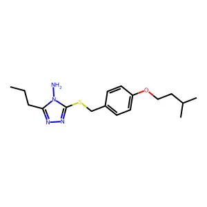3-[[4-(3-Methylbutoxy)phenyl]methylsulfanyl]-5-propyl-1,2,4-triazol-4-amine structure