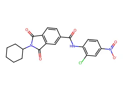 N-(2-chloro-4-nitrophenyl)-2-cyclohexyl-1,3-dioxoisoindole-5-carboxamide structure