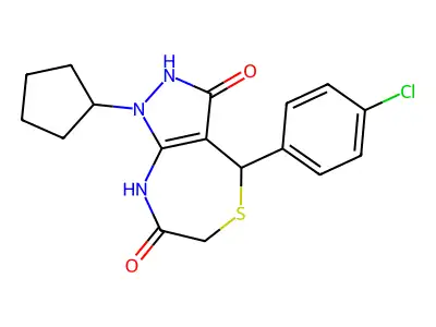 4-(4-chlorophenyl)-1-cyclopentyl-4,8-dihydro-2H-pyrazolo[3,4-e][1,4]thiazepine-3,7-dione structure