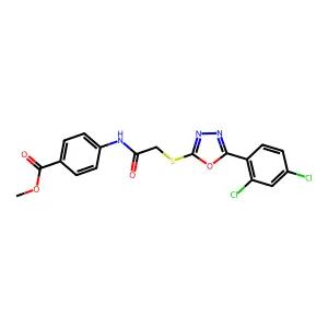 methyl 4-[({[5-(2,4-dichlorophenyl)-1,3,4-oxadiazol-2-yl]sulfanyl}acetyl)amino]benzoate structure