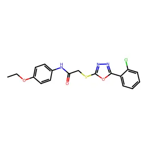 2-[[5-(2-chlorophenyl)-1,3,4-oxadiazol-2-yl]sulfanyl]-N-(4-ethoxyphenyl)acetamide structure