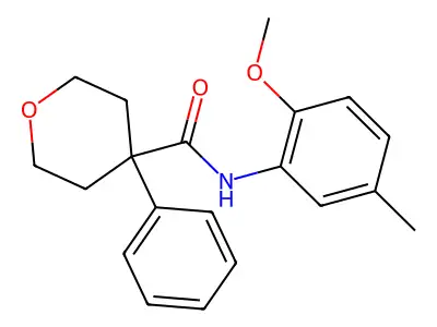 N-(2-methoxy-5-methylphenyl)-4-phenyloxane-4-carboxamide structure