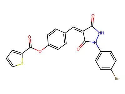 4-[[1-(4-Bromophenyl)-3,5-dioxo-4-pyrazolidinylidene]methyl]phenyl 2-thiophenecarboxylate structure