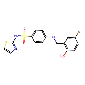 4-[(5-bromo-2-hydroxybenzyl)amino]-N-(1,3-thiazol-2-yl)benzenesulfonamide structure