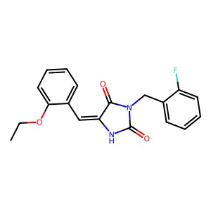 (5E)-5-[(2-ethoxyphenyl)methylidene]-3-[(2-fluorophenyl)methyl]imidazolidine-2,4-dione structure