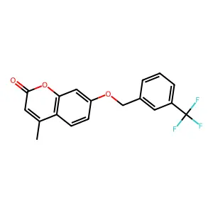4-methyl-7-{[3-(trifluoromethyl)benzyl]oxy}-2H-chromen-2-one structure