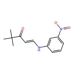 (E)-4,4-dimethyl-1-(3-nitroanilino)pent-1-en-3-one structure