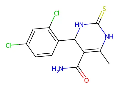4-(2,4-dichlorophenyl)-6-methyl-2-sulfanylidene-3,4-dihydro-1H-pyrimidine-5-carboxamide structure