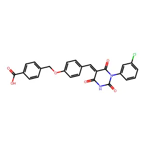 4-[[4-[[1-(3-chlorophenyl)-2,4,6-trioxo-1,3-diazinan-5-ylidene]methyl]phenoxy]methyl]benzoic Acid structure