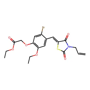 ethyl (5-bromo-4-{(E)-[2,4-dioxo-3-(prop-2-en-1-yl)-1,3-thiazolidin-5-ylidene]methyl}-2-ethoxyphenoxy)acetate structure
