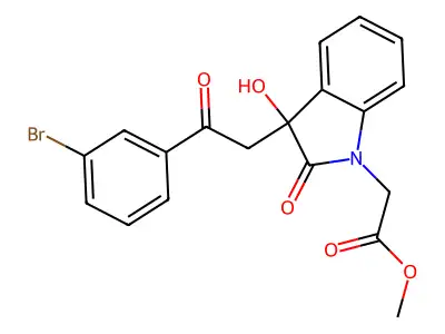 methyl {3-[2-(3-bromophenyl)-2-oxoethyl]-3-hydroxy-2-oxo-2,3-dihydro-1H-indol-1-yl}acetate structure