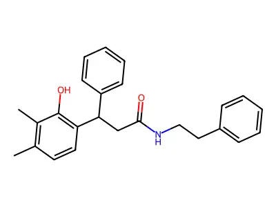 3-(2-hydroxy-3,4-dimethylphenyl)-N-phenethyl-3-phenylpropanamide structure