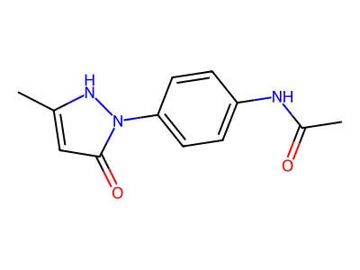 N-[4-(3-methyl-5-oxo-2,5-dihydro-1H-pyrazol-1-yl)phenyl]acetamide structure