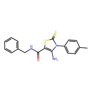 4-amino-N-benzyl-3-(4-methylphenyl)-2-thioxo-2,3-dihydro-1,3-thiazole-5-carboxamide structure
