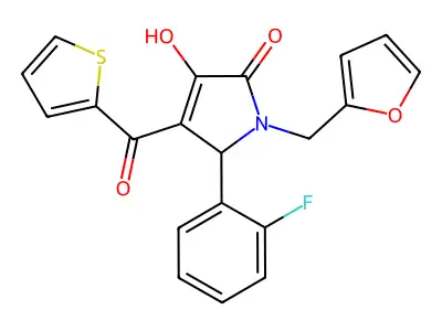 5-(2-fluorophenyl)-1-(2-furylmethyl)-3-hydroxy-4-(2-thienylcarbonyl)-1,5-dihydro-2H-pyrrol-2-one structure