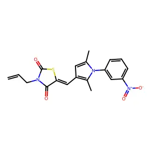 (5E)-5-[[2,5-dimethyl-1-(3-nitrophenyl)pyrrol-3-yl]methylidene]-3-prop-2-enyl-1,3-thiazolidine-2,4-dione structure
