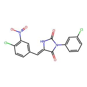 (5E)-5-(4-chloro-3-nitrobenzylidene)-3-(3-chlorophenyl)imidazolidine-2,4-dione structure