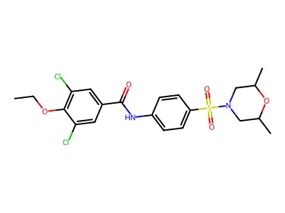 3,5-dichloro-N-{4-[(2,6-dimethylmorpholin-4-yl)sulfonyl]phenyl}-4-ethoxybenzamide structure