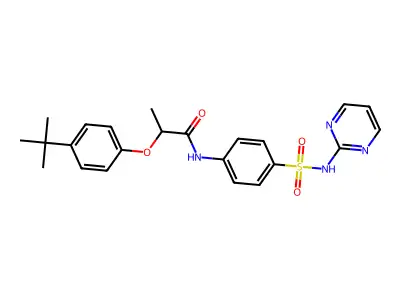 2-(4-tert-butylphenoxy)-N-[4-(pyrimidin-2-ylsulfamoyl)phenyl]propanamide structure