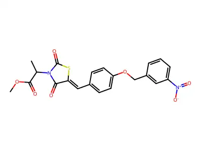 Methyl 2-[5-({4-[(3-nitrophenyl)methoxy]phenyl}methylidene)-2,4-dioxo-1,3-thiazolidin-3-yl]propanoate structure