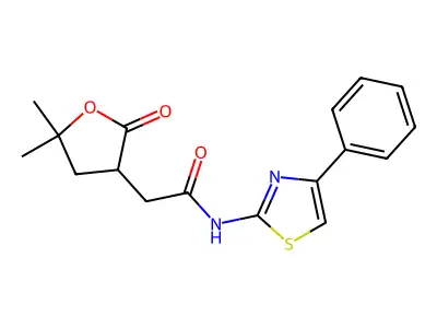 2-(5,5-dimethyl-2-oxooxolan-3-yl)-N-(4-phenyl-1,3-thiazol-2-yl)acetamide structure