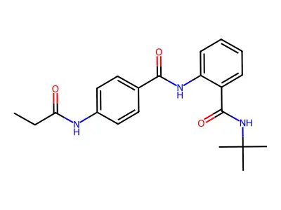 N-tert-butyl-2-[[4-(propanoylamino)benzoyl]amino]benzamide structure