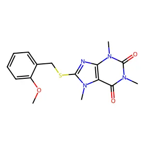 8-[(2-Methoxyphenyl)methylsulfanyl]-1,3,7-trimethylpurine-2,6-dione structure