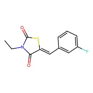 (5E)-3-ethyl-5-(3-fluorobenzylidene)-1,3-thiazolidine-2,4-dione structure