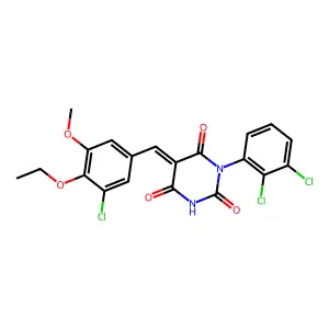 (5E)-5-(3-chloro-4-ethoxy-5-methoxybenzylidene)-1-(2,3-dichlorophenyl)pyrimidine-2,4,6(1H,3H,5H)-trione structure