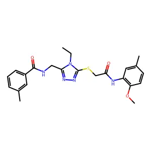 N-[[4-ethyl-5-[2-(2-methoxy-5-methylanilino)-2-oxoethyl]sulfanyl-1,2,4-triazol-3-yl]methyl]-3-methylbenzamide structure