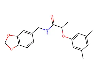 N-(1,3-benzodioxol-5-ylmethyl)-2-(3,5-dimethylphenoxy)propanamide structure