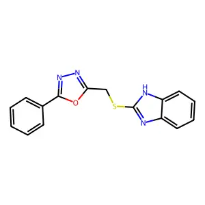 2-(1H-benzimidazol-2-ylsulfanylmethyl)-5-phenyl-1,3,4-oxadiazole structure