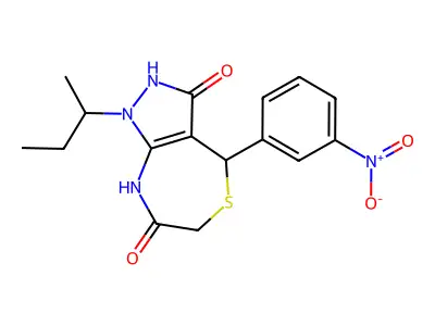 1-butan-2-yl-4-(3-nitrophenyl)-4,8-dihydro-2H-pyrazolo[3,4-e][1,4]thiazepine-3,7-dione structure