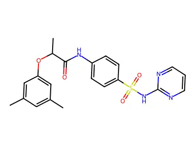 2-(3,5-dimethylphenoxy)-N-[4-(pyrimidin-2-ylsulfamoyl)phenyl]propanamide structure