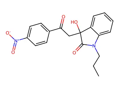 3-Hydroxy-3-[2-(4-nitrophenyl)-2-oxoethyl]-1-propylindol-2-one structure